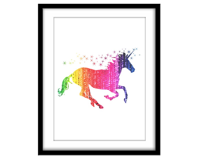 rainbow unicorn printable poster girls room nursery art etsy
