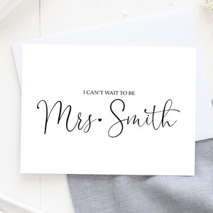 J'ai hâte d'être votre Mme pour le jour du mariage, papeterie de mariage, cartes de visite personnalisées, à mon marié, à ma mariée, lettres d'amour, script