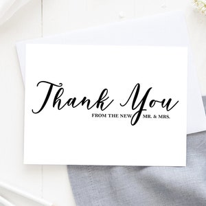Thank You From the New Mr. and Mrs., Thank you Wedding Card, Wedding Day Cards, Sentiment Cards,  Thank You From the Newlyweds, Newlyweds,
