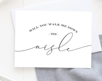 Walk me Down the Aisle, Give Me Away Card, To my Dad, Wedding Day Card, Stepdad Card, Card for Dad, Calligraphy, Modern, Simplistic