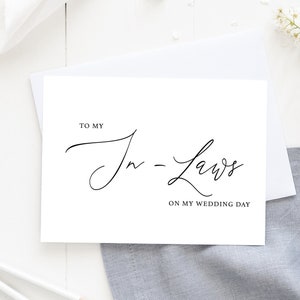 A mis suegros en mi tarjeta del día de la boda, tarjeta a las nuevas leyes, carta a mis suegros, a mis padres tarjetas de notas de boda, guión de caligrafía