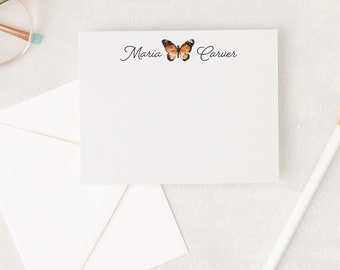 Cartes de correspondance papillon avec enveloppes, jeu de cartes fixes, papeterie papillon, cartes de correspondance aquarelle, cartes de correspondance plates papillon pour femme