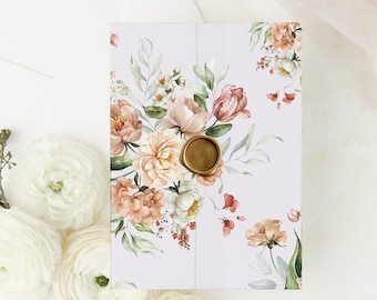 Floral Vellum Jacket, Vellum Invitation Wrap, 5x7 Vellum Wedding Invitation, Clear Floral Printed Wrap for Invitations, Vellum