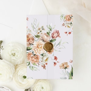 Floral Vellum Jacket, Vellum Invitation Wrap, 5x7 Vellum Wedding Invitation, Clear Floral Printed Wrap for Invitations, Vellum