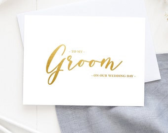 Foil To My Groom Wedding Day Card, Foil to my Groom, Cartes de notes de mariage, Carte de script mari et femme, Script de calligraphie, Mariée