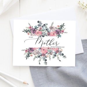 Aan mijn moeder trouwkaart, trouwbriefpapier voor moeder van de bruid, gevouwen notitiekaarten voor bruiloft.