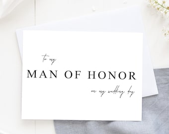 To Man of Honor Card, Man of Honor Wedding Card,  Wedding Card for Man of Honor, To My Man of Honor Card, Wedding Cards