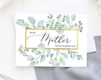 To My Mother Wedding Day Card, Greenery Before I Do Card, To My Parents Wedding Note Card, Mother In Law Script Card, Calligraphy Script