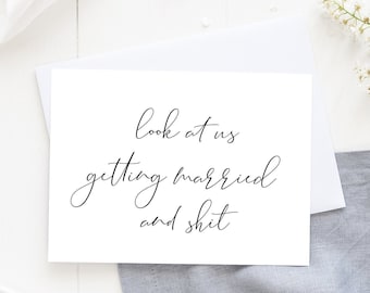 Wedding Card to Groom from Bride, Look At Us Getting Married Card, Husband Card, Wife Card, I Love You Card, Greeting Cards, Funny Card