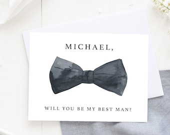 Best Man Proposal Card, Will You Be My Best Man, Bowtie, Best Man Proposal, Best Man Invitation, Best Man Asking Card, Custom Card