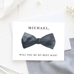 Carte pour proposition du meilleur homme, Serez-vous mon meilleur homme, Nœud papillon, Proposition du meilleur homme, Faire-part meilleur homme, Demande de carte meilleur homme, Carte personnalisée