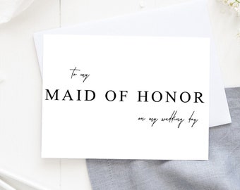 Maid of Honor Card, Wedding Card, Bridal Party, Maid of Honor Thank You, Wedding Party Cards, Maid of Honor Gift, Wedding, Bridal Party Gift