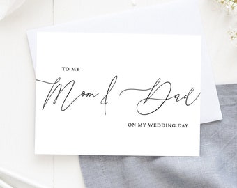 Wedding Card for Mom and Dad, From the Bride and Groom, Calligraphy Wedding Card, Wedding Love Note Card