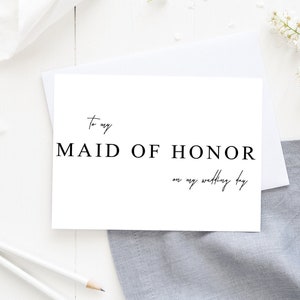 Maid of Honor Card, Wedding Card, Bridal Party, Maid of Honor Thank You, Wedding Party Cards, Maid of Honor Gift, Wedding, Bridal Party Gift