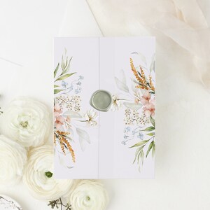 Spring Floral Vellum Jacket, Vellum Wedding Invitations, Vellum Wrap 5x7,  Clear Floral Printed Vellum Invitations, Vellum Paper Floral