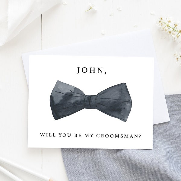 Groomsman Proposal Card, Will You Be My Groomsman, Bowtie, Groomsmen Proposal, Groomsman Invitation, Asking Card. Groomsmen Card, Groomsman