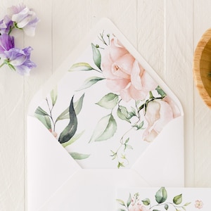 Umschlag Liner Blush Pink für 13x18 Hochzeitseinladungen - 10er-Set Elegante Hochzeitseinladung Umschläge, Blush Aquarell A7 Umschlag Liner