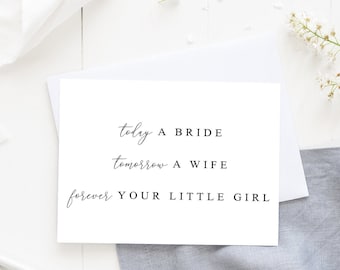 Aujourd’hui une mariée demain une femme pour toujours votre petite fille carte, pour toujours votre petite fille, carte pour le jour du mariage de maman, carte de la mariée aux parents