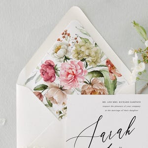 Floral gefütterter Umschlag, Hochzeitsumschlag-Liner, rosa Hochzeitseinladung Umschlag, Floral Umschlag Liner, gefütterte Umschläge, Set mit 10 Linern