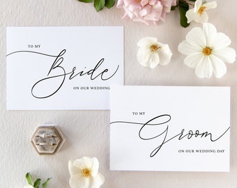 Bride and Groom Card Pack, Bride and Groom Letters, On our Wedding Card Pack Wedding Day Note Cards, To my Groom, To my Bride,