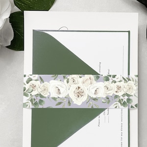 Vellum Belly Band Invite Wrap 5x7  Wedding Invitations, Eucalyptus Vellum Wrap for Invitations, DIY Invitation Band
