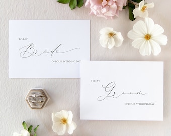 Bride + Groom Wedding Cards x2, Calligraphy Wedding Card Pack to Bride and Groom Before I Do Card, To my Groom, To my Bride, Wedding Note