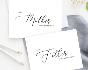 Wedding Cards To My Mother To My Father, Calligraphy Wedding Cards, On My Wedding Day Card, Card Pack, Wedding Gift to Mother and Father