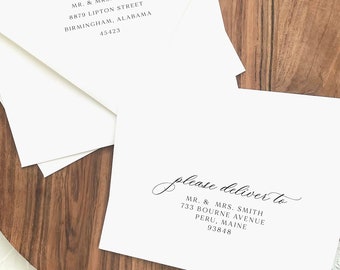 Elegant Envelope Printing, Wedding Guest Invitation Printing, Script Addressing, Wedding Addressing, A7 Printed Envelopes, Simple Wedding
