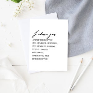 Cartão de casamento para noivo, noiva, eu escolho você, cartão de marido, esposa, aniversário, bilhete de amor, cartão de dia de casamento, cartão de dia dos namorados, escolhendo você