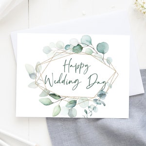 Wedding Day Cards, Happy Wedding Day Card, Wedding Day Card, Wedding Day, Wedding, Happy Wedding Day, Greenery Card