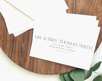 Custom Envelope Printing, Wedding Invitation Printing, Modern Addressing, Wedding Addressing, A7 Printed Envelopes, Simple Elegant Wedding