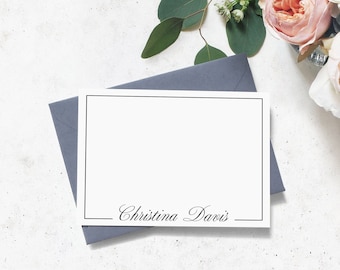 Bordered Note Cards, Personalized Notecard, Stationery Note Cards, Stationery For Women, Thank You Cards, Personalized Notecard, Set of 10