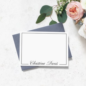 Grußkarten mit Rand, personalisierte Notecard, Briefpapier-Notizkarten, Briefpapier für Frauen, Dankeskarten, personalisierte Notecard, Set von 10