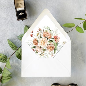 Floral gefütterter Umschlag, Hochzeitsumschlag-Liner, Hochzeitseinladung Umschlag, Floral Umschlag Liner, gefütterte Umschläge, Set mit 10 Linern