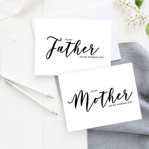 Tarjetas de boda para mi madre y mi padre, tarjetas de boda con caligrafía, tarjeta para el día de mi boda, paquete de tarjetas, regalo de boda para madre y padre