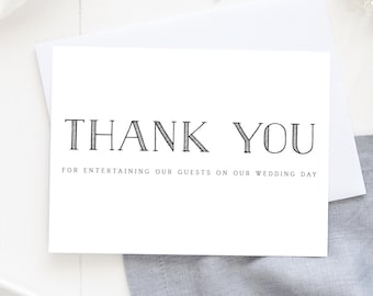 Thank You For Entertaining Our Guests, Wedding Entertainment/ Wedding Singer/ DJ Professional, Wedding Vendor Thank You Card