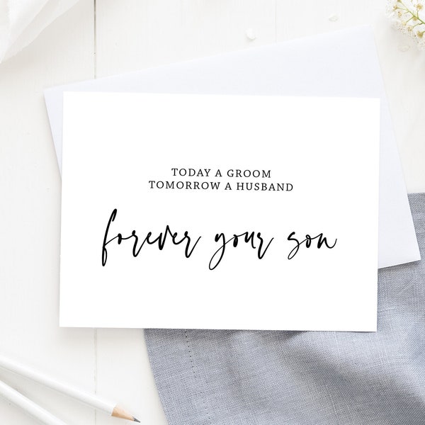 Today A Groom Tomorrow A Husband Forever Your Son Card, Wedding Card From Groom, Mother Of The Groom Card, Father Of The Groom Card