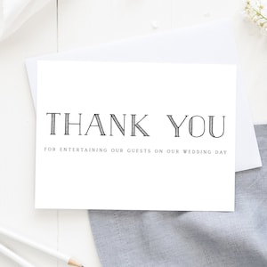 Obrigado por entreter nossos convidados, entretenimento de casamento/cantor de casamento/profissional de DJ, cartão de agradecimento de fornecedor de casamento