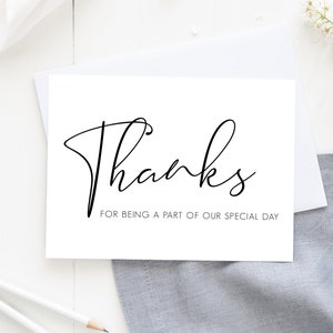 Merci d'avoir fait partie de notre journée spéciale, carte de mariage, carte de mariage, remerciement de mariage, carte, vierge à l'intérieur, merci