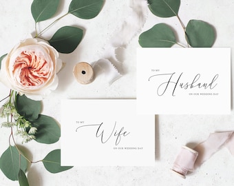 To My Husband Wife Wedding Day Cards, Wedding Letters, Calligraphy Wedding Card Pack to Husband and Wife Note Cards, Wedding Day Letters