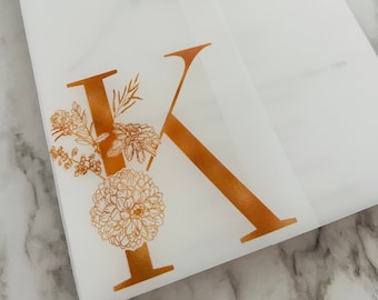 Orange Vellum Wrap, 5x7 Vellum Wedding Invitation, Rustic Vellum Jacket, Clear Printed Wrap for DIY Invitations, Printed Vellum