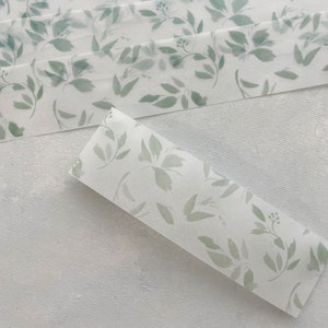 Sage Green Vellum Belly Bands for 5x7 Wedding Invitations - Green Floral Band, Watercolor Greenery Wedding Chic Sage Vellum Belly Bands