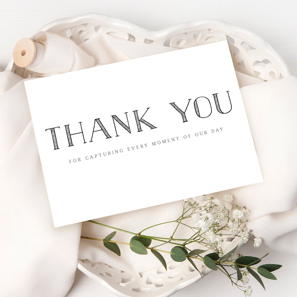 Photographer Thank You Card, Client Photography Card, Wedding Day Thank You Card, Wedding Notecard, Thank You Gift for Photographer