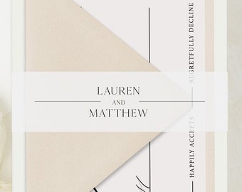 Bande de vélin pour les invitations de mariage, bande de ventre en vélin 5x7, bande de ventre d’invitations en vélin DIY, enveloppement de vélin personnalisé,