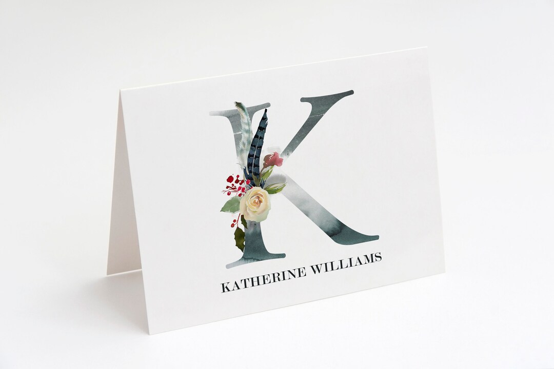 Monogram Initial Note Card Set, Personalized Note Card, From the Desk