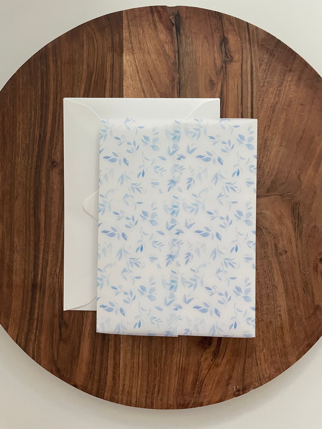 Vellum Jacket Invitation Wrap, 5x7 Dusty Blue Vellum Wedding Invitation