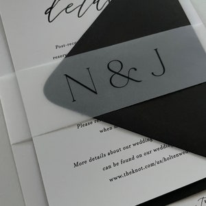 Personalized Vellum Belly Band, Custom Initials, Transparent Invitation Wrap, 5x7 Wedding Invitation Band, DIY Wedding Stationery