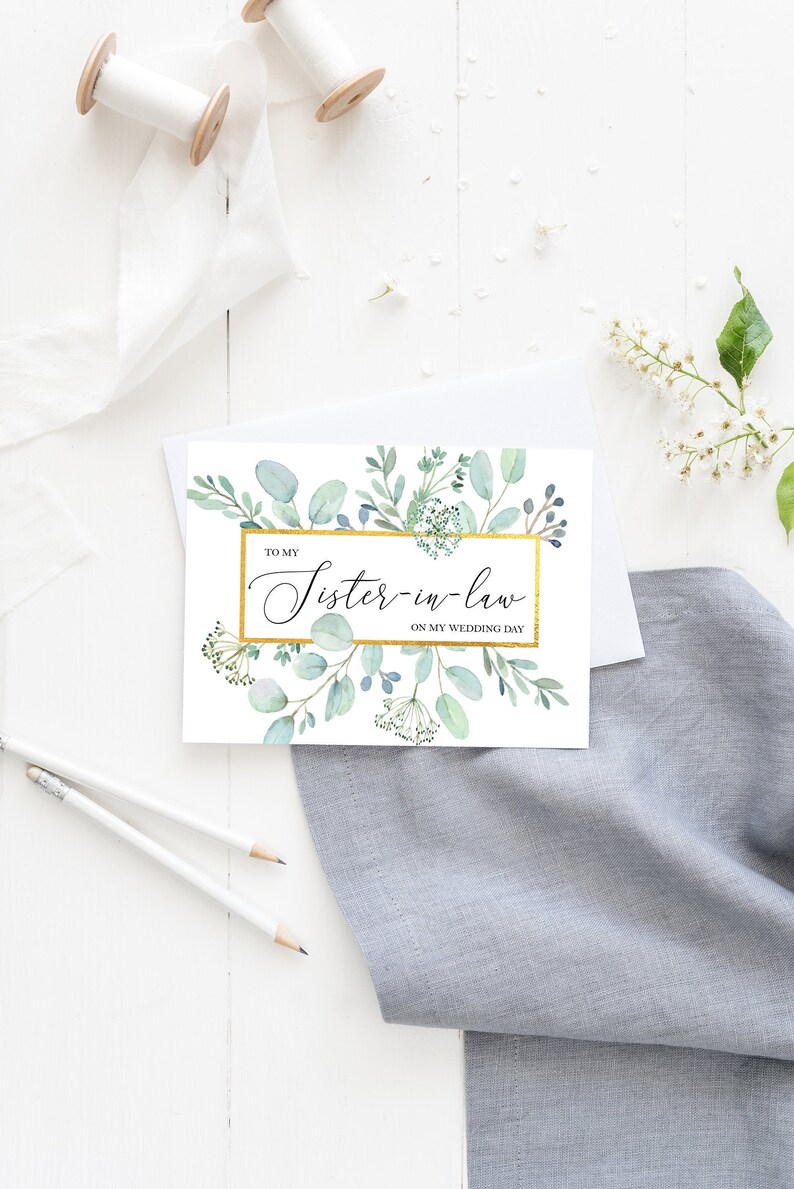 To My Sister in Law on My Wedding Day Card Bridal Party Etsy