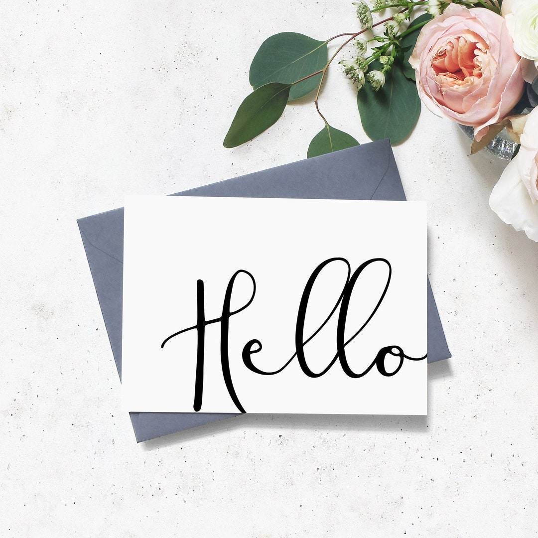 Hello Card, Simple Notecard, Minimalist Card, Notecard Set With ...