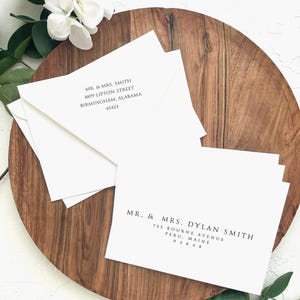 Custom Envelope Printing, Wedding Invitation Printing with Modern Addressing, A7 Printed Envelopes, Simple Elegant Wedding
